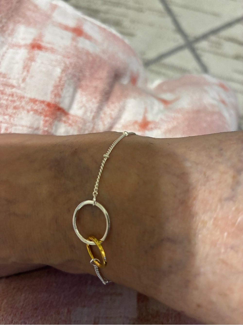 Silpada Sterling Silver & Gold Two-Tone Circle Link Anklet